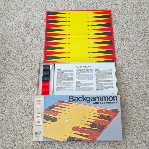 Milton Bradley Backgammon and Acey-Deucy Board Game COMPLETE - Picture 2 of 6